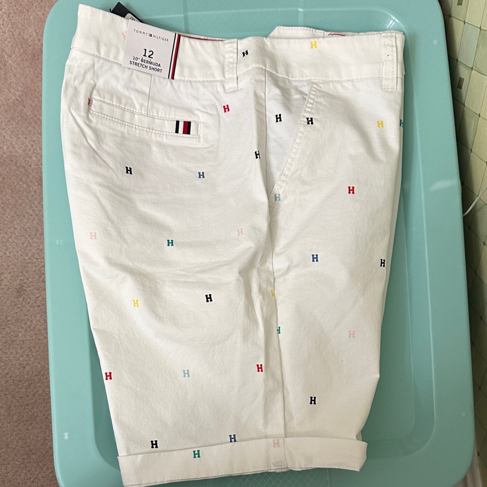 Tommy Hilfiger White Shorts with Colorful Initials